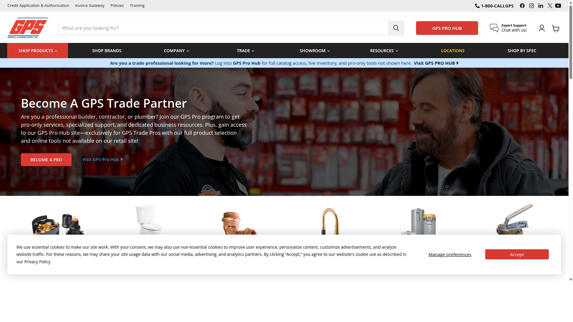 General Plumbing Supply website